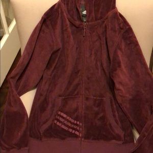 Adidas burgundy velvet jacket size small